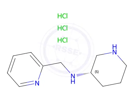 Chemical structure of (S)-N-(Pyridin-2-ylmethyl)piperidin-3-amine trihydrochloride