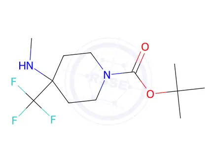 Chemical structure of Tert-butyl 4-(methylamino)-4-(trifluoromethyl)piperidine-1-carboxylate