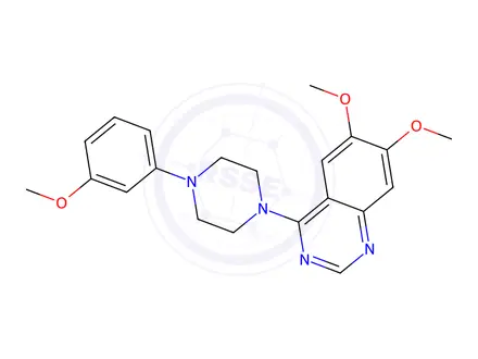 Chemical structure of 6,7-dimethoxy-4-[4-(3-methoxyphenyl)piperazin-1-yl]quinazoline