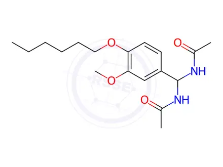 Chemical structure of N,N'-((4-(Hexyloxy)-3-methoxyphenyl)methylene)diacetamide