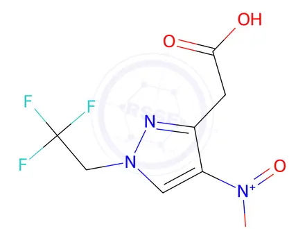 Chemical structure of 2-(4-Nitro-1-(2,2,2-trifluoroethyl)-1H-pyrazol-3-yl)acetic acid