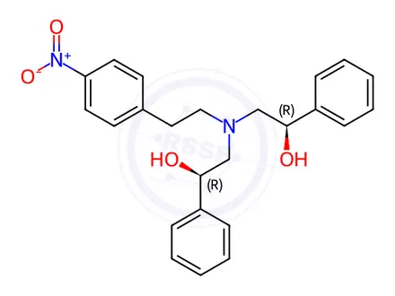 Chemical structure of (1R,1'R)-2,2'-((4-nitrophenethyl)azanediyl)bis(1-phenylethan-1-ol)