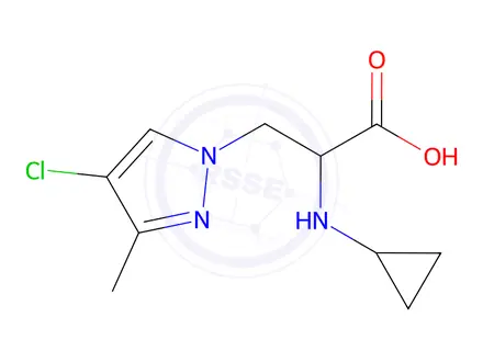Chemical structure of 3-(4-Chloro-3-methyl-1h-pyrazol-1-yl)-2-(cyclopropylamino)propanoic acid
