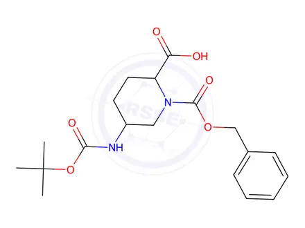 Chemical structure of 1-((Benzyloxy)carbonyl)-5-((tert-butoxycarbonyl)amino)piperidine-2-carboxylic acid
