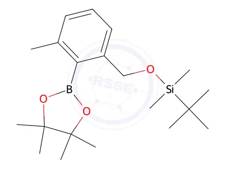 Chemical structure of tert-Butyldimethyl((3-methyl-2-(4,4,5,5-tetramethyl-1,3,2-dioxaborolan-2-yl)benzyl)oxy)silane