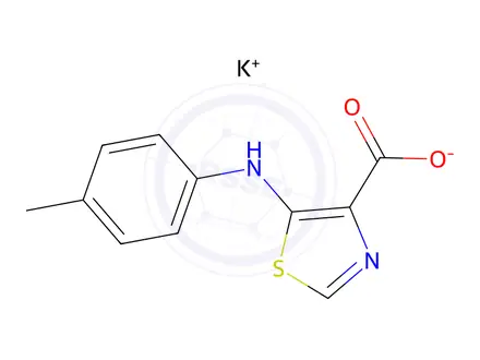 Chemical structure of potassium 5-[(4-methylphenyl)amino]-1,3-thiazole-4-carboxylate