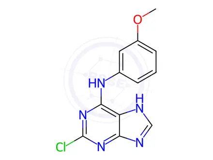 Chemical structure of 2-chloro-N-(3-methoxyphenyl)-7H-purin-6-amine