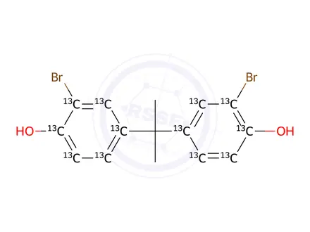 Chemical structure of Bisphenol A Impurity 32-13C12 (Tetrabromobisphenol A-13C12)