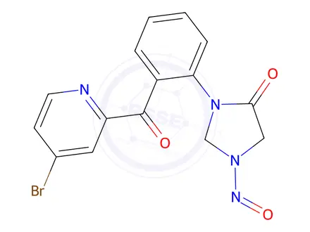 Chemical structure of 3-(4-bromo-2-picolinoylphenyl)-1-nitrosoimidazolidin-4-one