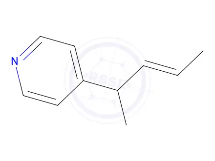 Chemical structure of Pyridine, 4-(1-methyl-2-butenyl)-(9CI)