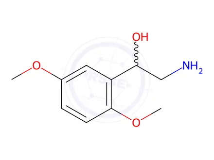 Chemical structure of Midodrine Hydrochloride Impurity I [2-amino-1-(2,5-dimethoxyphenyl)ethanol]