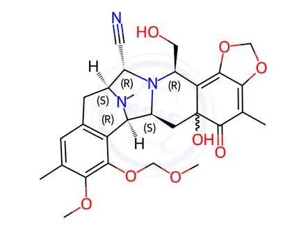 Chemical structure of (6aS,7R,13S,14R,16R)-5a-Hydroxy-16-(hydroxymethyl)-9-methoxy-8-(methoxymethoxy)-4,10,17-trimethyl-5-oxo-5,5a,6,6a,7,13,14,16-octahydro-12H-7,13-epiminobenzo[4,5]azocino[1,2-b][1,3]dioxolo[4,5-h]isoquinoline-14-carbonitrile
