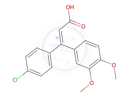 Chemical structure of 2-Propenoic acid, 3-(4-chlorophenyl)-3-(3,4-dimethoxyphenyl)-, (Z)-(9CI)