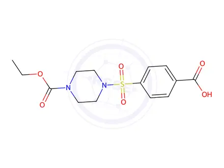 Chemical structure of 4-((4-(Ethoxycarbonyl)piperazin-1-yl)sulfonyl)benzoic acid