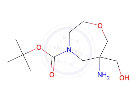 Chemical structure of tert-butyl 6-amino-6-(hydroxymethyl)-1,4-oxazepane-4-carboxylate