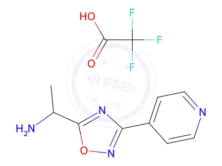 Chemical structure of 1-(3-(Pyridin-4-yl)-1,2,4-oxadiazol-5-yl)ethan-1-amine 2,2,2-trifluoroacetate