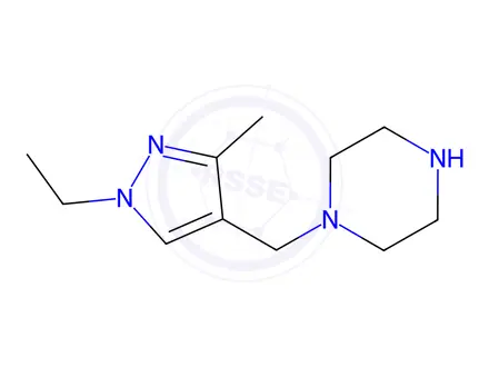 Chemical structure of 1-(1-Ethyl-3-methyl-1H-pyrazol-4-yl methyl)-piperazine