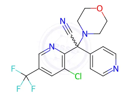Chemical structure of 2-[3-chloro-5-(trifluoromethyl)-2-pyridinyl]-2-morpholino-2-(4-pyridinyl)acetonitrile
