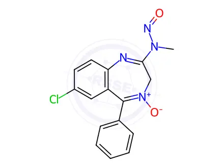 Chemical structure of Chlordiazepoxide Impurity 8 (N-nitroso Chlordiazepoxide)