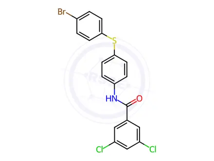 Chemical structure of N-(4-((4-bromophenyl)thio)phenyl)-3,5-dichlorobenzamide