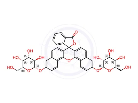 Chemical structure of Naphthofluorescein Di-(β-D-galactopyranoside)