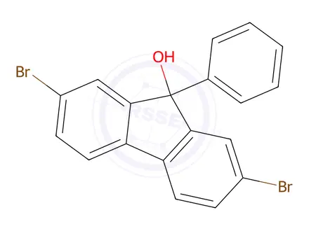Chemical structure of 2,7-Dibromo-9-phenyl-9H-fluoren-9-ol