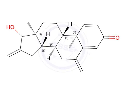 Chemical structure of 17-Hydroxy-6,16-dimethylideneandrosta-1,4-dien-3-one
