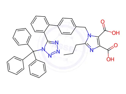 Chemical structure of 1H-Imidazole-4,5-dicarboxylic acid, 2-propyl-1-[[2'-[1-(triphenylmethyl)-1H-tetrazol-5-yl][1,1'-biphenyl]-4-yl]methyl]-