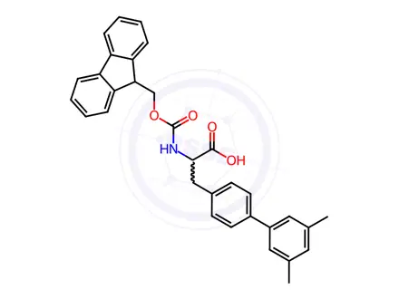 Chemical structure of Fmoc-4-(3,5-dimethylphenyl)-DL-phenylalanine