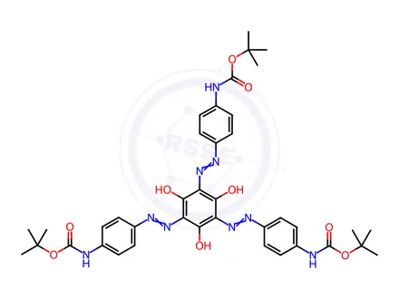 Chemical structure of Carbamic acid, N-[4-[2-[3,5-bis[2-[4-[[(1,1-dimethylethoxy)carbonyl]amino]phenyl]diazenyl]-2,4,6-trihydroxyphenyl]diazenyl]phenyl]-, 1,1-dimethylethyl ester