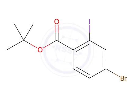 Chemical structure of Benzoic acid, 4-bromo-2-iodo-, 1,1-dimethylethyl ester