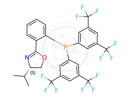 Chemical structure of (S)-2-(2-(Bis(3,5-bis(trifluoromethyl)phenyl)phosphanyl)phenyl)-4-isopropyl-4,5-dihydrooxazole