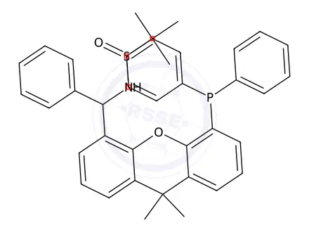 Chemical structure of [S(S)]-N-[(R)-[5-(Diphenylphosphino)-9,9-dimethyl-9H-xanthen-4-yl]phenylmethyl]-2-methyl-2-propanesulfinamide