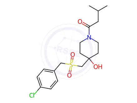 Chemical structure of 1-(4-{[(4-chlorobenzyl)sulfonyl]methyl}-4-hydroxypiperidino)-3-methyl-1-butanone