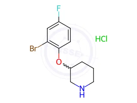 Chemical structure of 3-(2-Bromo-4-fluorophenoxy)piperidine hydrochloride