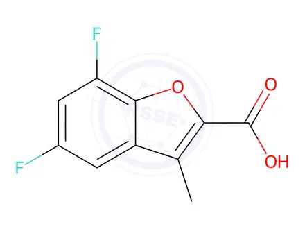 Chemical structure of 5,7-difluoro-3-methyl-1-benzofuran-2-carboxylic acid
