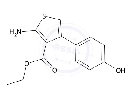 Chemical structure of Ethyl 2-amino-4-(4-hydroxyphenyl)thiophene-3-carboxylate