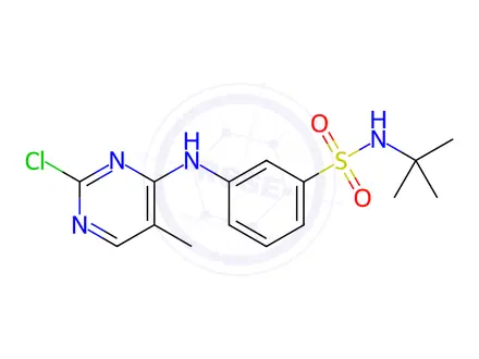 Chemical structure of N-(tert-Butyl)-3-((2-chloro-5-methylpyrimidin-4-yl)amino)benzenesulfonamide
