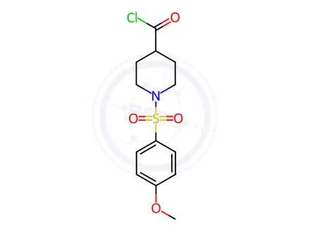 Chemical structure of 1-[(4-Methoxyphenyl)sulfonyl]piperidine-4-carbonyl chloride