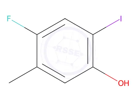 Chemical structure of 4-fluoro-2-iodo-5-methylphenol