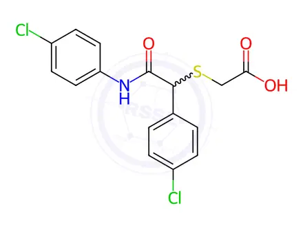 Chemical structure of 2-{[2-(4-chloroanilino)-1-(4-chlorophenyl)-2-oxoethyl]sulfanyl}acetic acid