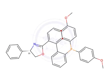 Chemical structure of (S)-2-(2'-(bis(4-methoxyphenyl)phosphanyl)-[1,1'-biphenyl]-2-yl)-4-phenyl-4,5-dihydrooxazole