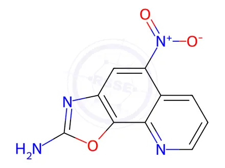 Chemical structure of 5-nitro-[1,3]oxazolo[4,5-h]quinolin-2-amine