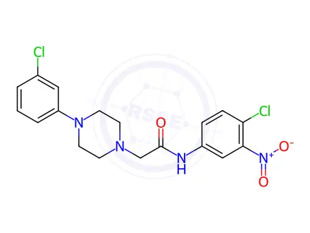 Chemical structure of N-(4-Chloro-3-nitrophenyl)-2-[4-(3-chlorophenyl)piperazin-1-yl]acetamide