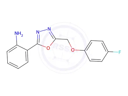 Chemical structure of 2-(5-((4-Fluorophenoxy)methyl)-1,3,4-oxadiazol-2-yl)aniline