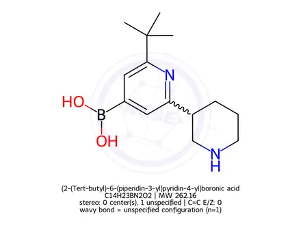 Chemical structure of (2-(Tert-butyl)-6-(piperidin-3-yl)pyridin-4-yl)boronic acid
