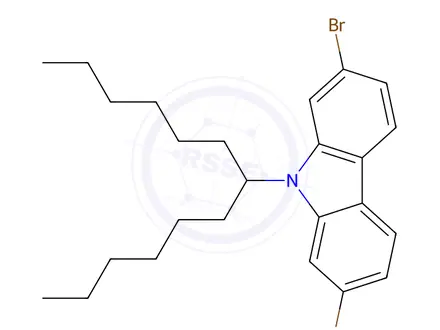 Chemical structure of 2,7-Dibromo-9-(tridecan-7-yl)-9H-carbazole