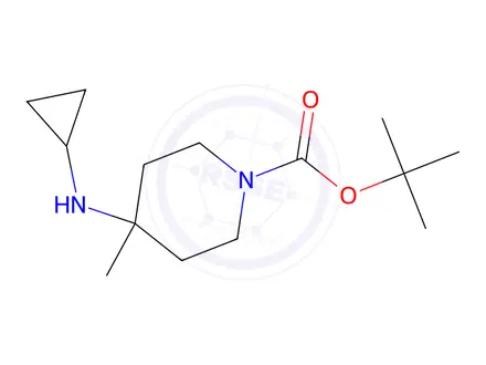 Chemical structure of tert-butyl 4-(cyclopropylamino)-4-methylpiperidine-1-carboxylate