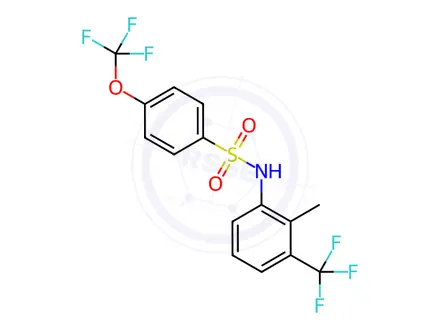 Chemical structure of N-(2-methyl-3-(trifluoromethyl)phenyl)-4-(trifluoromethoxy)benzenesulfonamide