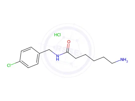 Chemical structure of 6-Amino-N-(4-chlorobenzyl)hexanamide hydrochloride